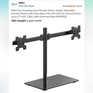WALI Dual Monitor Stand with Glass Base